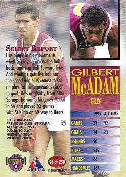 1996 Select AFL #98 Gilbert McAdam Back